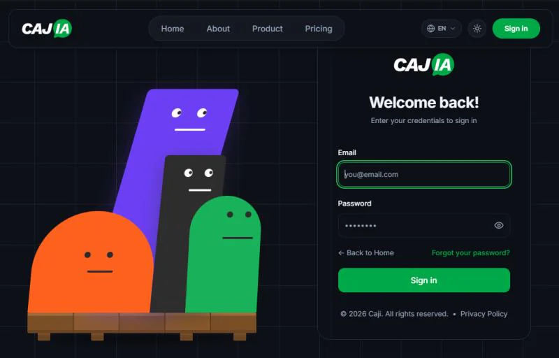 Tela de login do CajiAgent